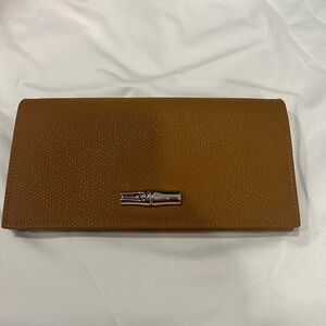 Longchamp Leather Wallet with Silver Accent